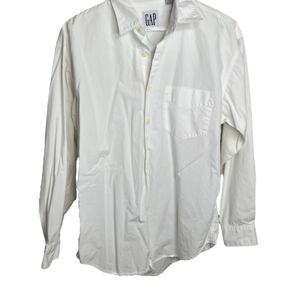 GAP White Long Sleeve Button Down Blouse Top